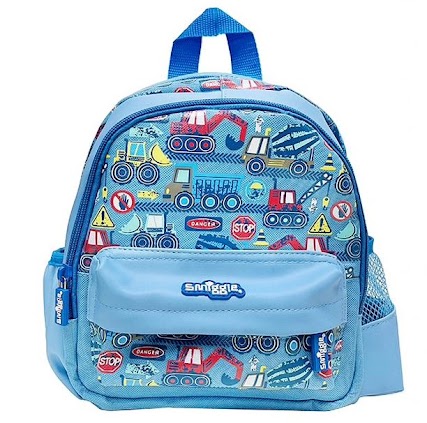 Smiggle Toddler Bag - C15 Light Blue Construction Vehicles (RSP $44.95-54.95) GB Price $26.97