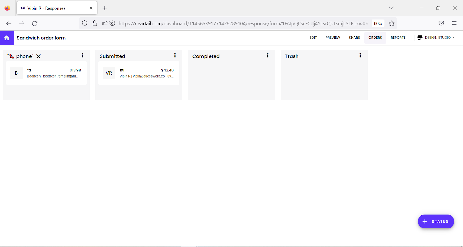 Step 3: List of orders with the customer phone number details will be displayed