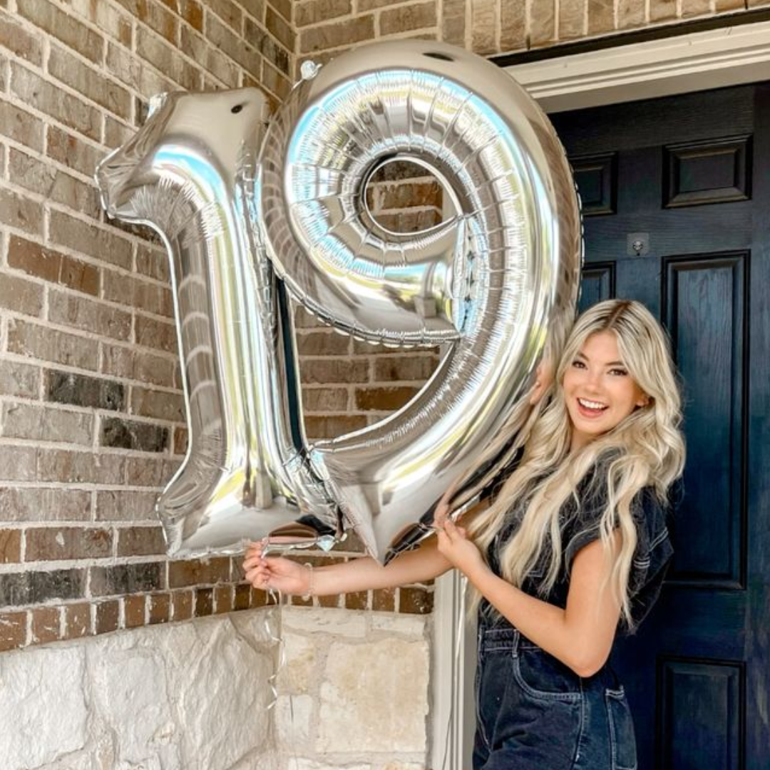 SILVER 40 INCHES Number Balloon