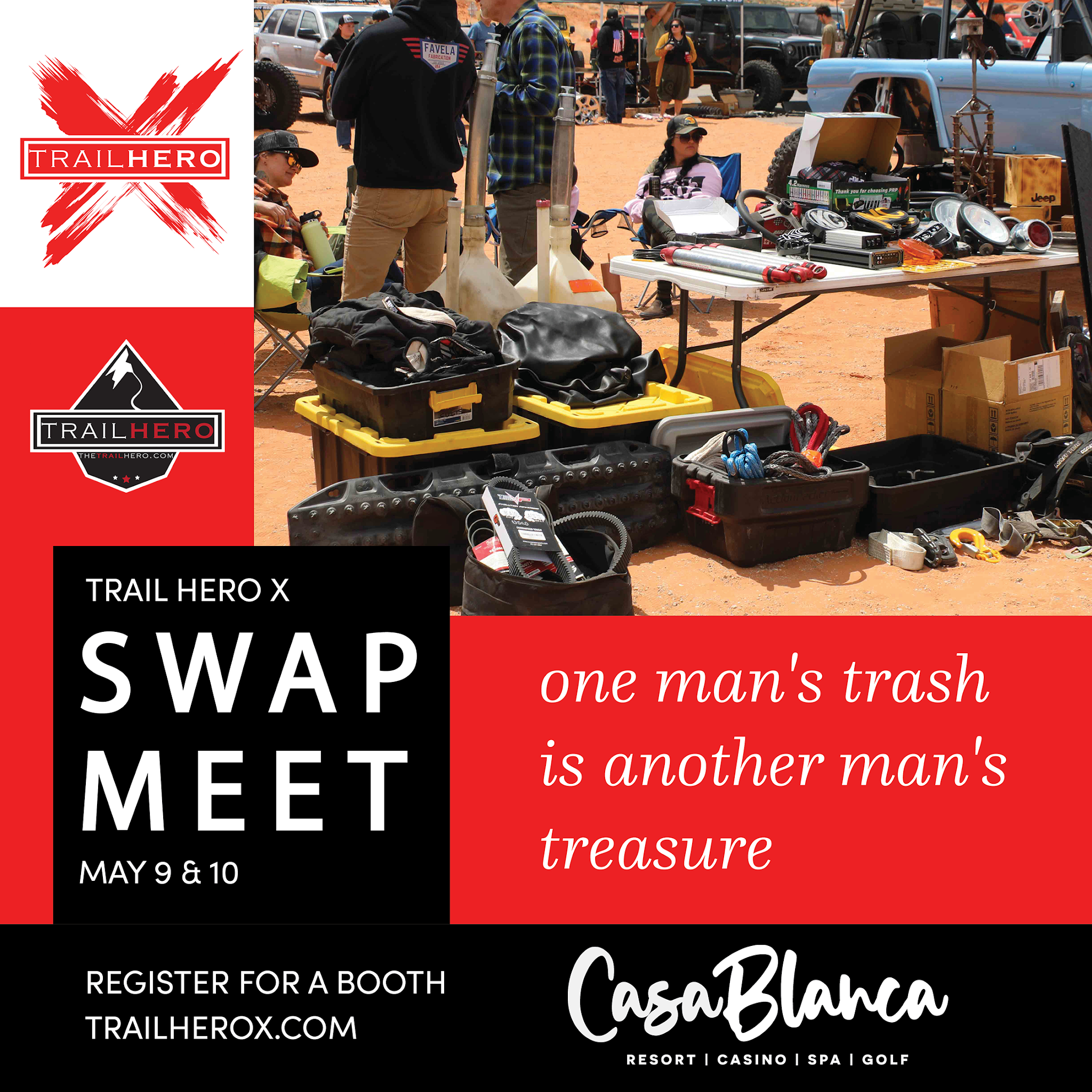 SWAP MEET REGISTRATION: 
https://trailhero.regfox.com/2025-trail-hero-x-vendor-registration