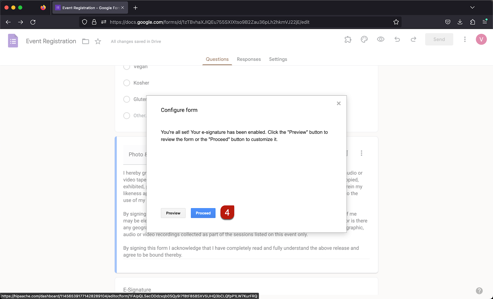 Step 4: Click Proceed to edit the form