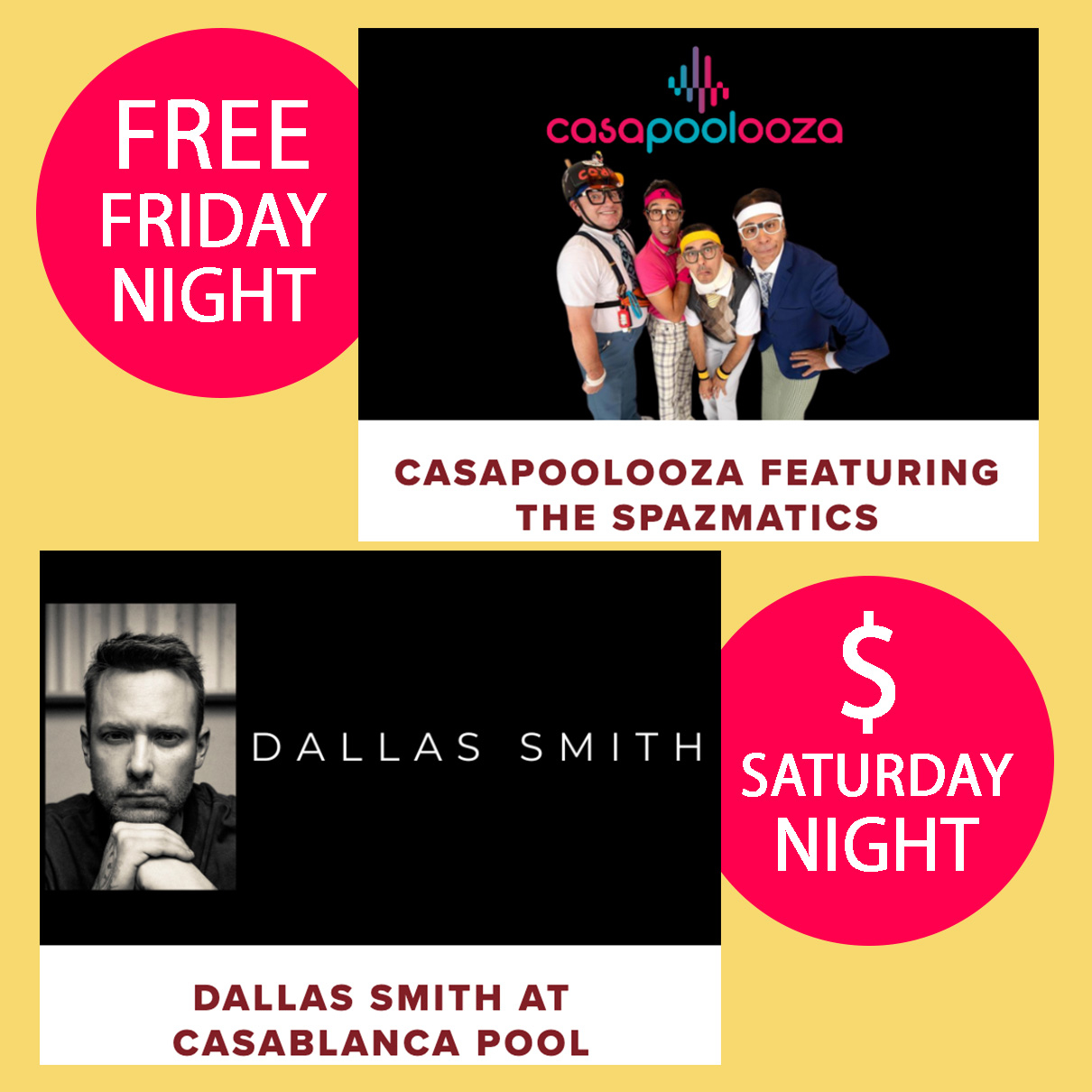 FREE Entertainment Friday Night - ONLY $45 to see Dallas Smith Saturday Night https://casablanca.playmesquite.com/entertainment-events/