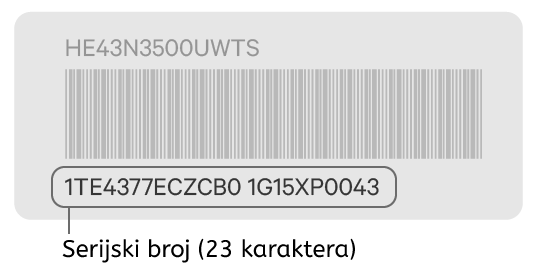 Serijski broj aparata: