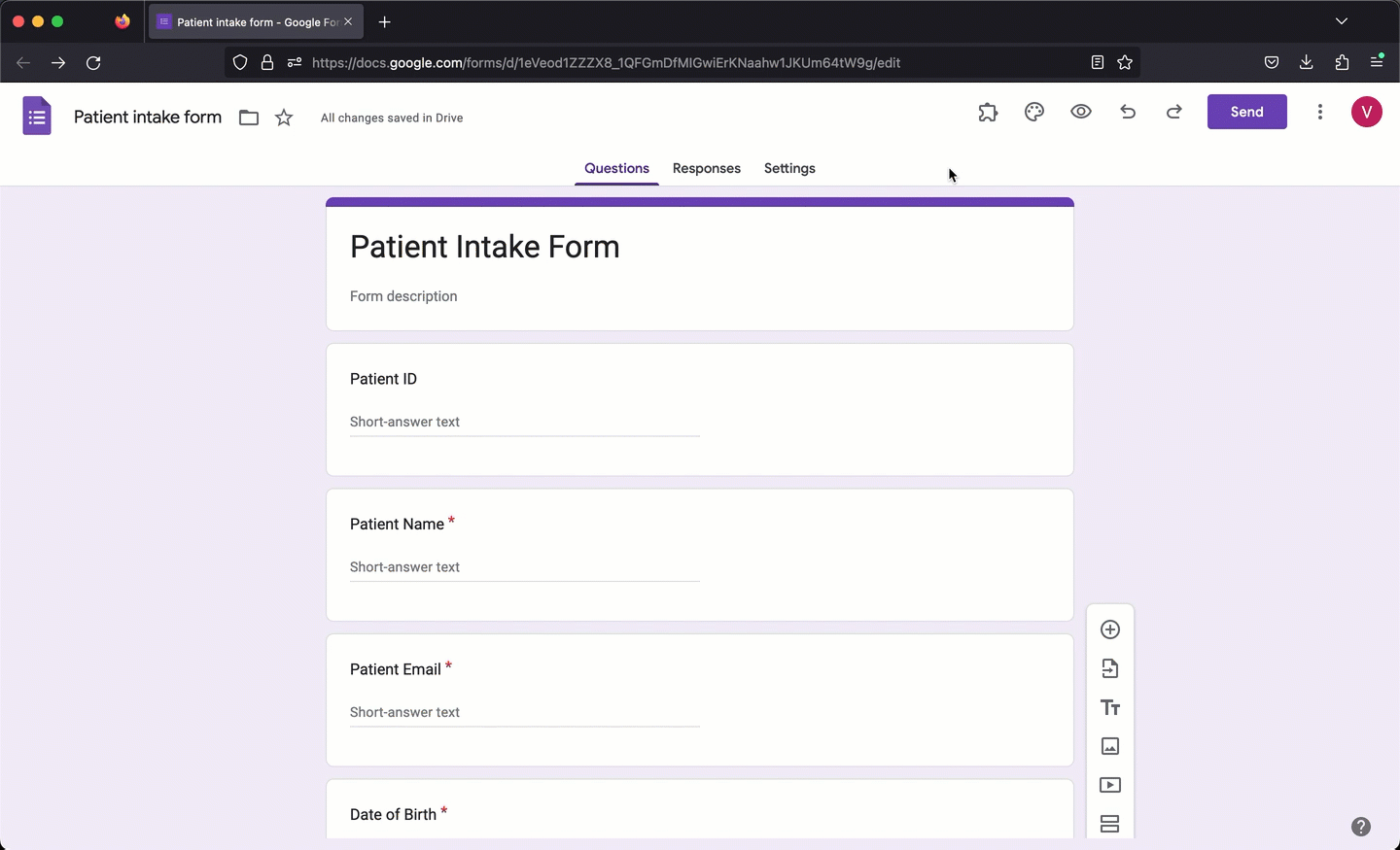  Google Forms does not support PHI fields, but you can use Formfacade - Prefill & email addon to mark the fields as protected health information. 
