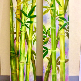  Bamboo by Menchu Arandilla 48x12 inches each Acrylic on canvas