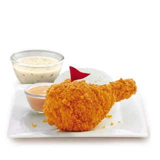 1-pc Spicy Chicken McDo w/ Rice & Mushroom Soup