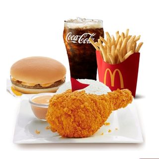 1-pc Spicy Chicken McDo w/ Rice, Fries, & Burger McDo