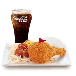 1-pc Spicy Chicken McDo w/ Rice & McSpaghetti