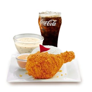 1-pc Spicy Chicken McDo w/ Rice & Mushroom Soup