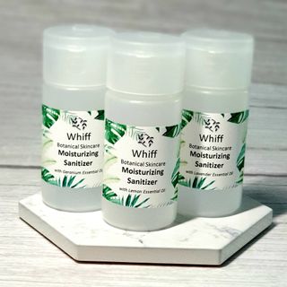 Set of 3 sanitizers, KKM-approved, 75% alcohol. Each is scented with Lavender, Geranium and Lemon Essential Oil. Gel formula. Moisturizing and non-sticky. Save RM2 when you get a set of 3. 