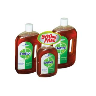 DETTOL Antiseptic Liquid 1000ML x 2 +500ml FREE X 6  