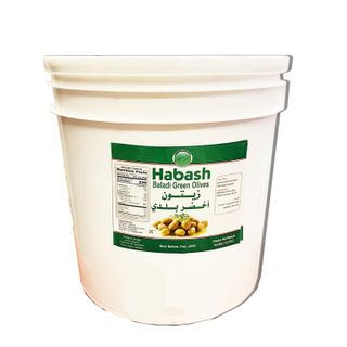 H. Baladi green Olives 18Lb in plastic pail