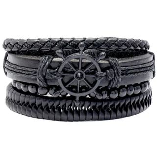 Black Leather Bracelets for Men | 005