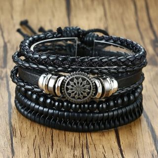 Black Colour Leather Bracelets for Men | 006