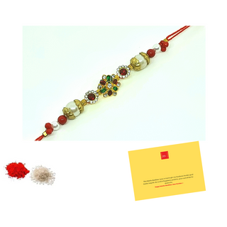 Fancy Rakhi_Pearls_Stone_CC010 with Roli Chawal