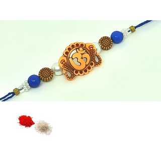 Aum Rakhi_Blue Beads_CC008 with Roli Chawal