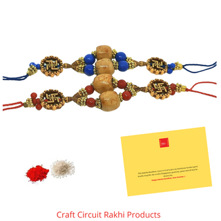 Swastik Rakhi_CC031 with Roli Chawal_Best Wishes Card