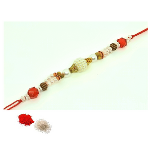 Fancy Rakhi_Pearls_Beads_CC004 with Roli Chawal 