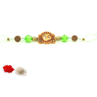 Aum Rakhi_Green Stone_CC002 with Roli Chawal