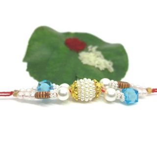 Fancy Rakhi_Pearls_CC003 with Roli Chawal