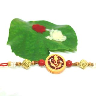 Lord Sri Ganesh Rakhi_Beads_CC018 with Roli Chawal 