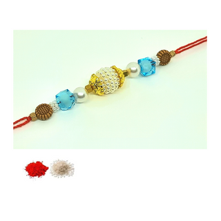 Fancy Rakhi_Pearls_Beads_CC026 with Roli Chawal 