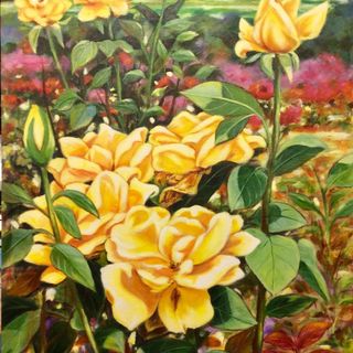 Yellow Roses Menchu Arandilla 36x24 inches Acrylic on canvas