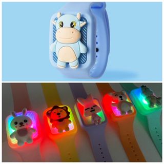 LED watch with insect repellent - blue cow