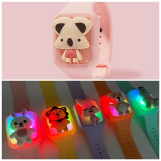 LED watch with insect repellent - pink bear